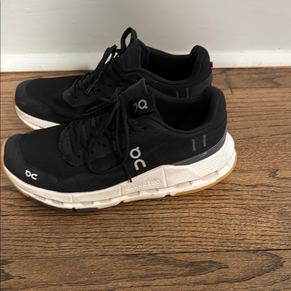 On Running Black and White Athletic Shoes
